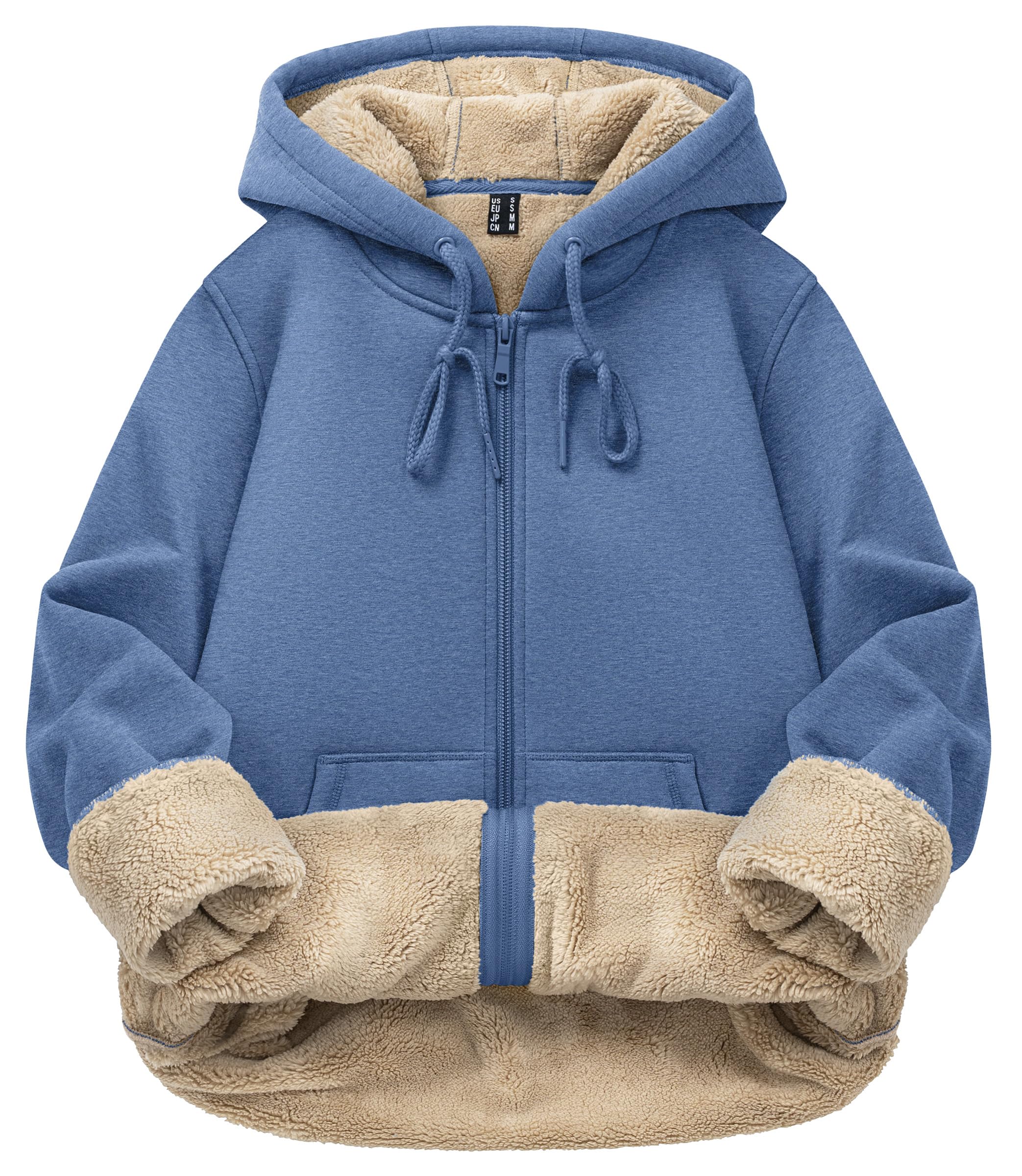TACVASEN Casual Warm Sweatshirt Hoodie with Thick Solid Classic for Outdoor and Sports Blue Size XL Women s Hood Color Fleece-Lined Wear Gray 6780₽