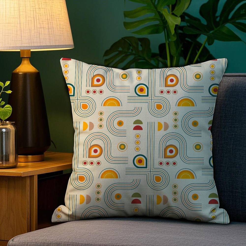 Home Decor Vintage Geometric Pattern Digital Print Pillowcase Pattern Cushion Cover Suitable for Sofa Bedroom Car Pillow Cover