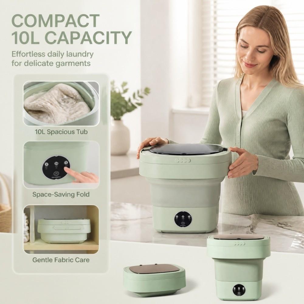 Plastic Foldable Washing Machine Green Compact Washing Machine Mini Washing Machine For Socks
