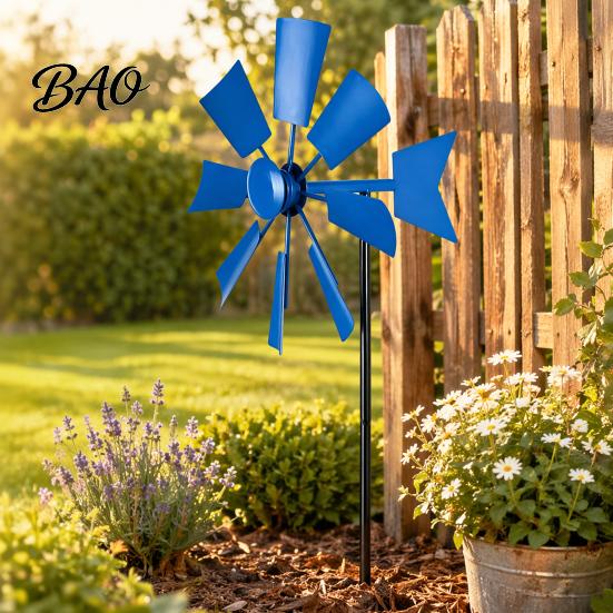 Outdoor Windrad Windspiel Erdspieß, Rostfreies Ornament, Antik-Metall Garten Dekoration für Hof Rasen Terrasse Glatte Drehung
