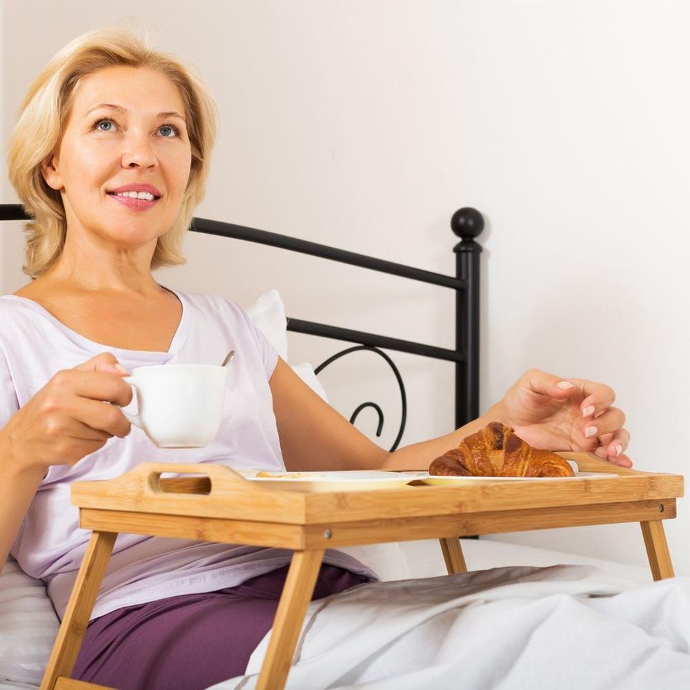 Stolik Śniadaniowy Bambusowy Składany do Łóżka na Śniadanie Laptopa Taca