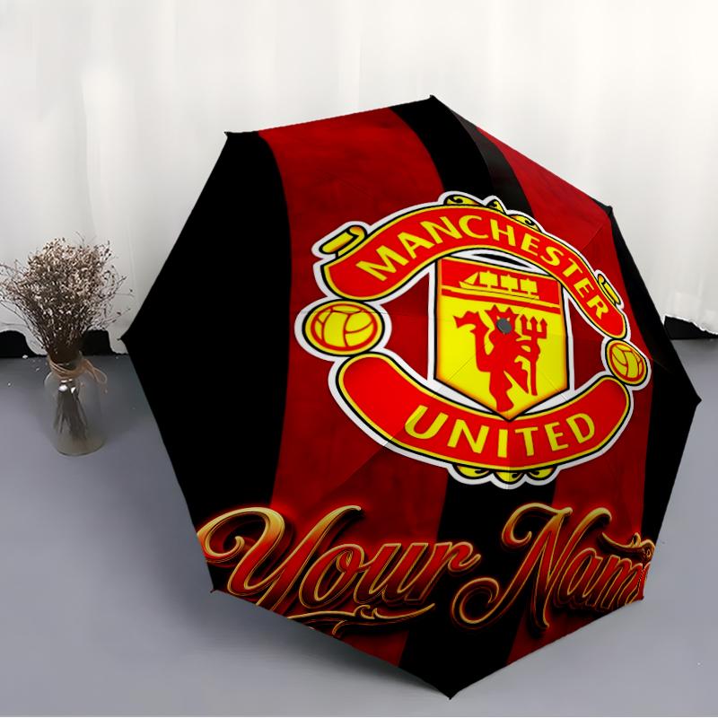 Personalized Name M-Manchester Print Umbrella, UV Shielding. It Has Eight Sturdy Ribs for Outdoor Use And Perfect As a Holiday Gift