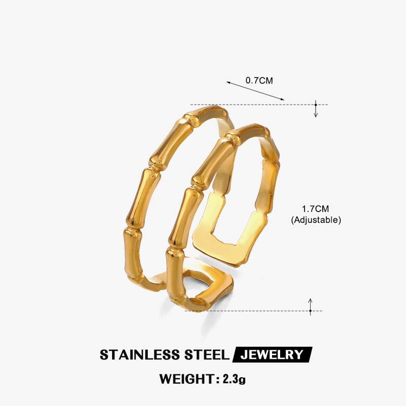Stainless Steel Line Open Rings for Women Trendy Simple Geometric Adjustable Personality Finger Ring Wedding Party Zircon Gifts