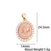 3 Colors Inlaid Zircon Oval Cameo Pendants For Necklace Making,18K Real Gold Plated Connector Charm For DIY Bracelet Material