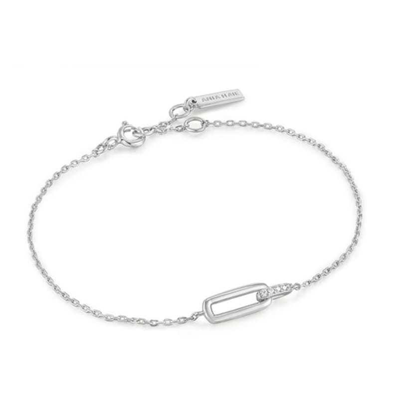 ANIA HAIE Glam Interlock Pendant Stone Setting 925 Silver Bracelet B037-01H