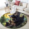 Black Bear Round Area Rug,Carpet Rug for Living Room Bedroom Sofa Playroom Decor,Non-slip Floor Mat