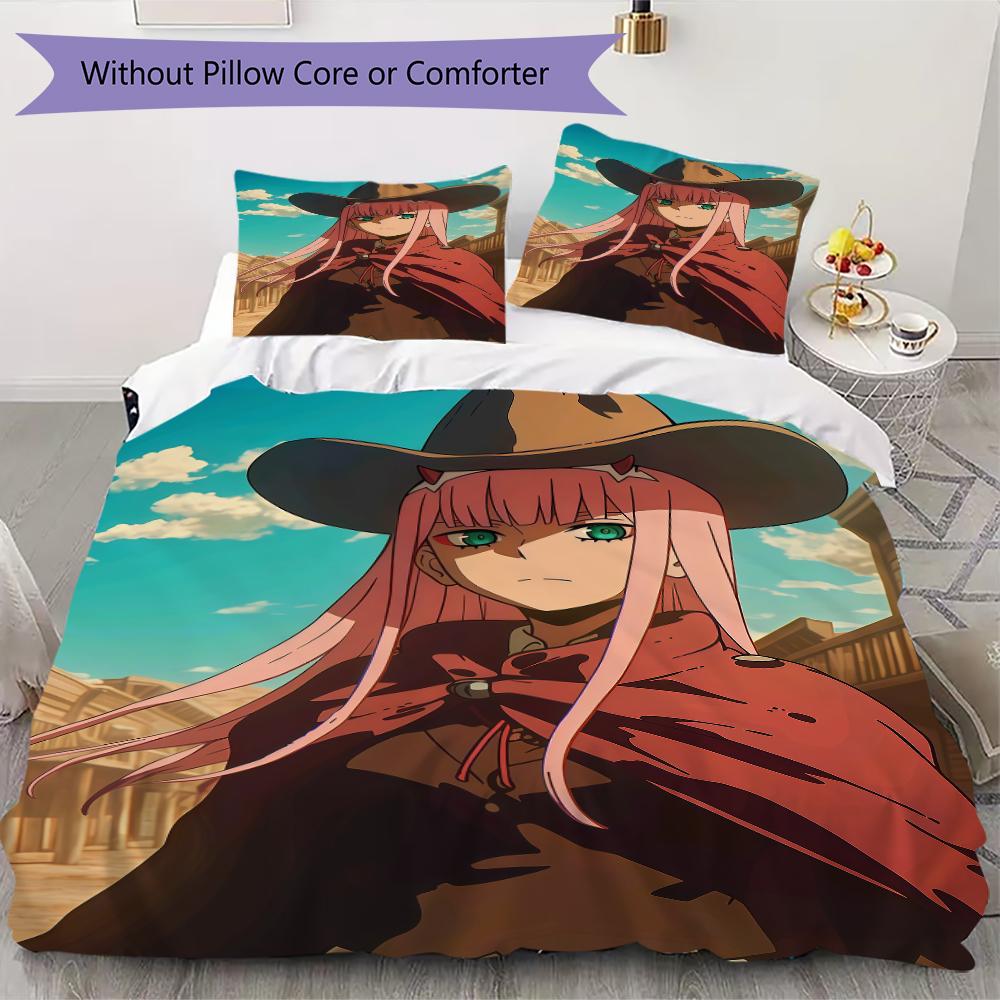 

Darling in the Franxx 02 Pattern Bedding uilt Set uilt Cover Pillowcase Home Decoration Birthday Gift (1 * duvet cover + 2 * pillowcase without core) 135x200cm