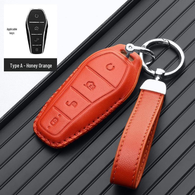 BYD Han EV Key Case: Genuine Leather for Dolphin, Qin PLUS, Song Pro, Tang - New Energy Car Key Bag