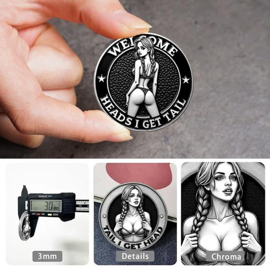 Cheeky Decision Coin Adults Challenge Coin Head And Tail Double-Sided Couple Decision Coin Sex Token Prank Gift for Men Women Date Night Use