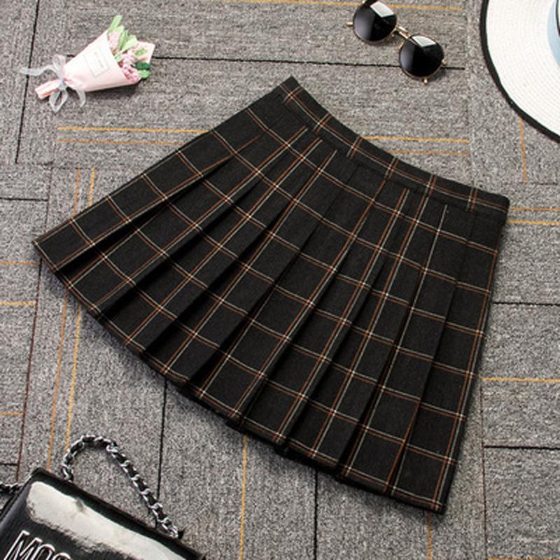 SCIONE Women's Skirt Woolen Pleated Skirt High Waist A-Line Plaid Sexy Bottoming Girl's Cute Skirt