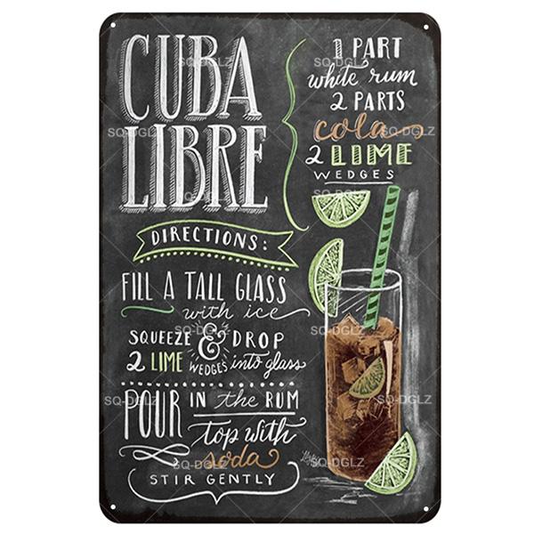 [SQ-DGLZ] Mojito Metal Sign Vintage Metal Plaque Plates Decor For Pub Bar Home Wall Decor Tin Signs Cocktail Poster Gift