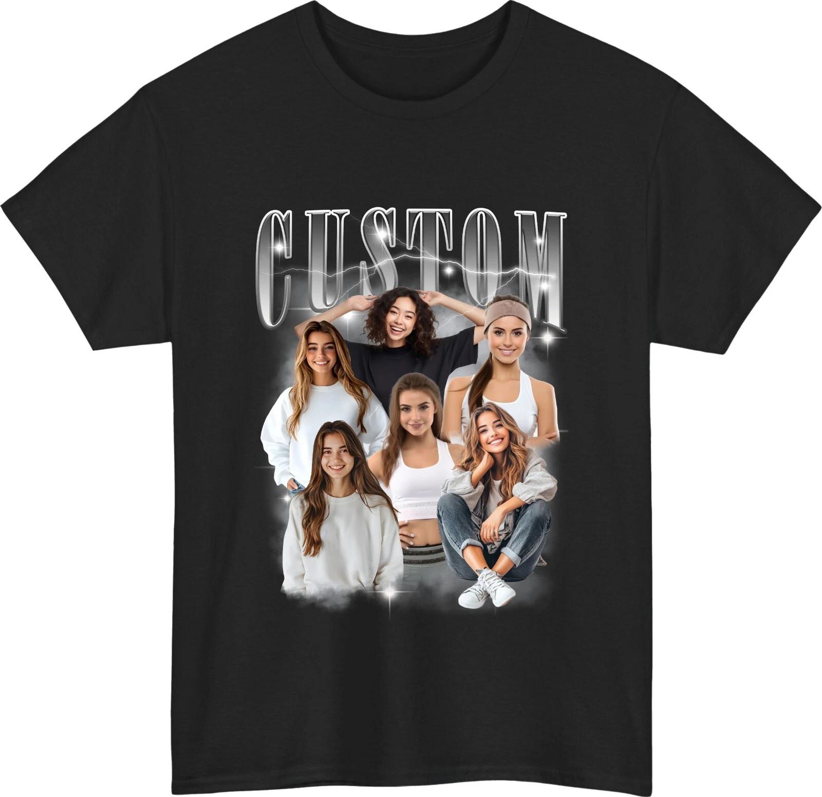 Personalised Bootleg 100% Cotton T-shirt Mens Tees Top – Retro Custom Rap with Name & Photos Gift Tee Top L