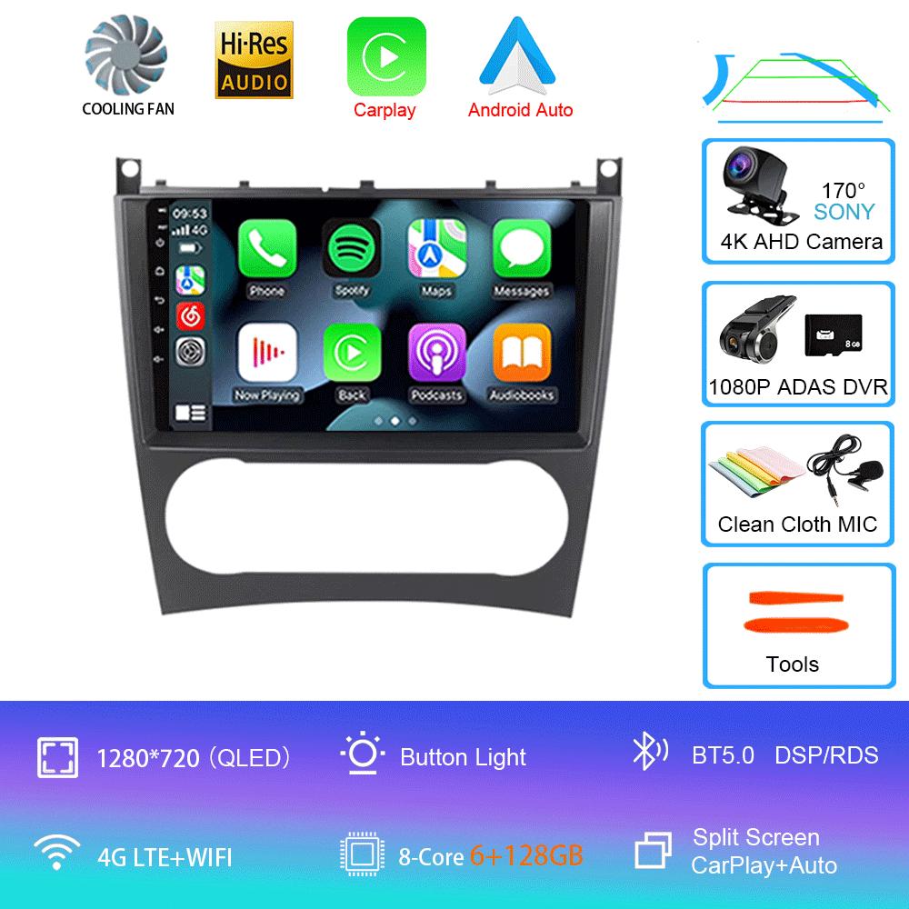 Pentru Mercedes/Benz/CLK/W203/W209/W219 W169 A160 C180 C200 Navigație GPS Player video Auto Radio 8+128G Android 14 Video pentru mașină