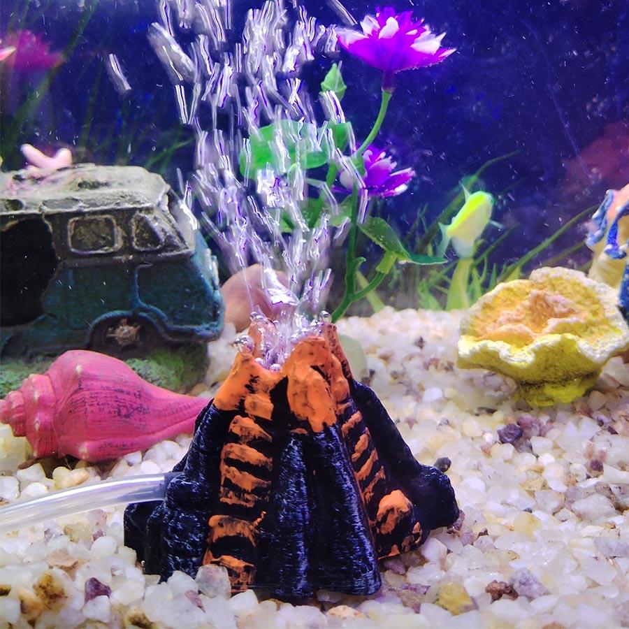 1 Sett Akvarium Fisketank Dekor Vulkanform Luftboblestein Oksygenpumpe Dekorasjon Skjulested Fiskegrotte Resin Ornamenter