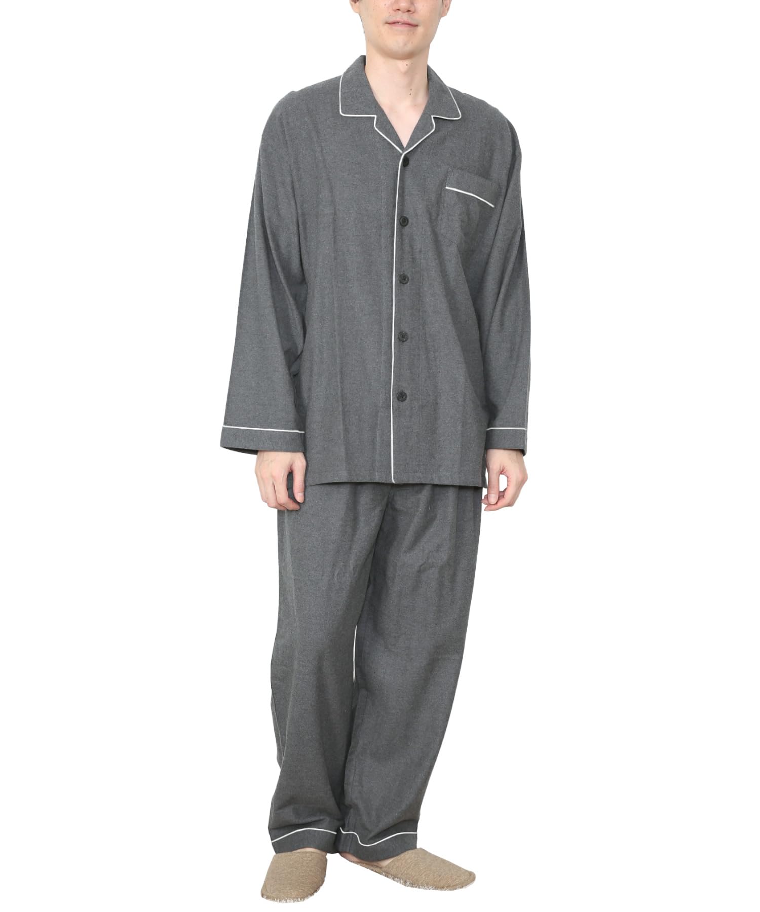 

ON NISHIKI Длинный верх и низ Длинная домашняя одежда Мужская осенне-зимняя пижама, Рукав, 100% хлопок, Комплект с открытой передней частью, Теплый, Приятный к коже фланель, Брюки,