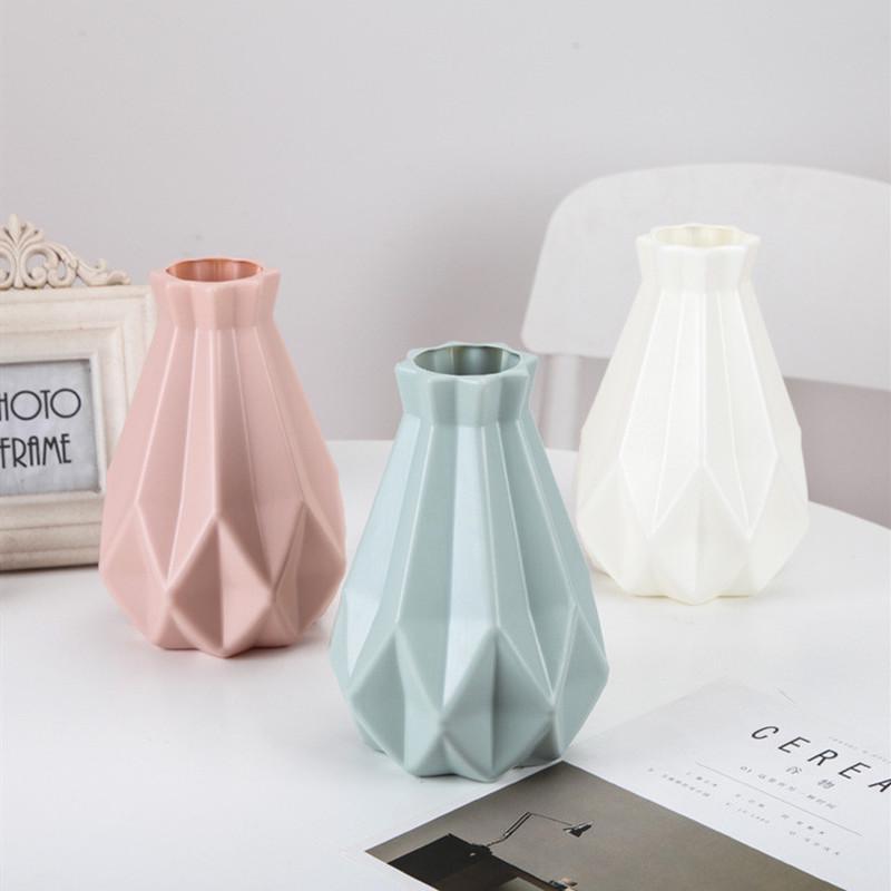 Origami Plastic Vase White Imitation Ceramic Flower Pot Flower Basket Flower Vase Decoration Home