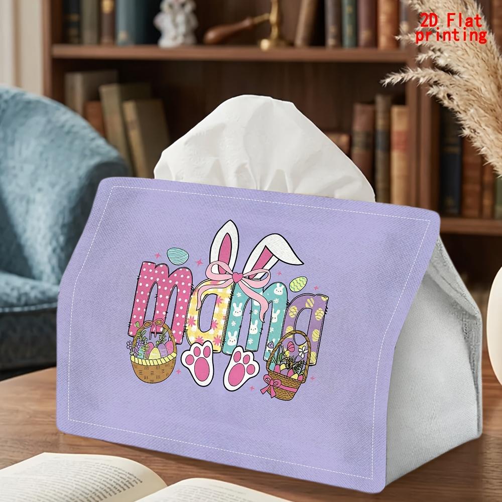 2D Flat 1pc, Tissue Box. Easter Basket Letter Pattern Napkin Dispenser, Reusable, Daily Desktop Tissue Organizer, Suitable for Kitchen Living Room Bed