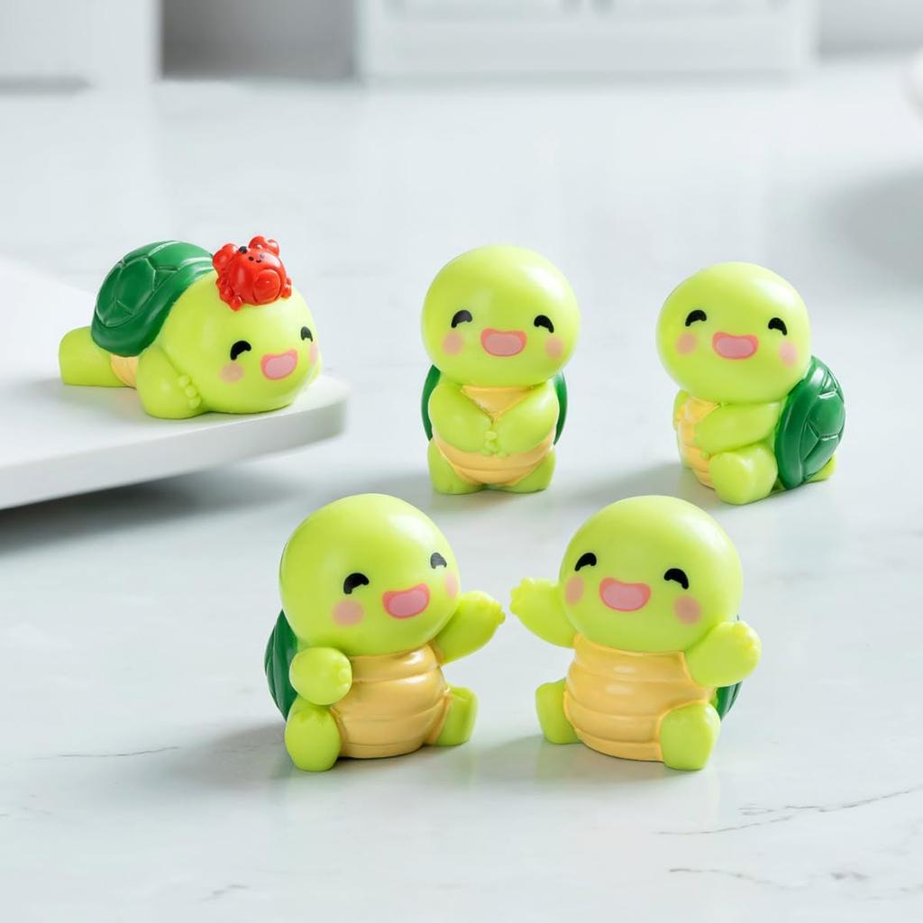 Set of 6 Mini Resin Tortoise Cute Car Accessories, Funny Cartoon Turtles Rear Car View Mirror & Dashboard Decorations Kawaii Car Interior Ornaments