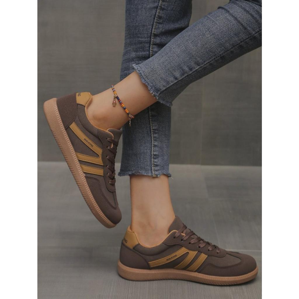 30 Color Women's Plus Size German Training Shoes Sports Shoes, Retro Color Blocked Flat Sole Shoes for Women