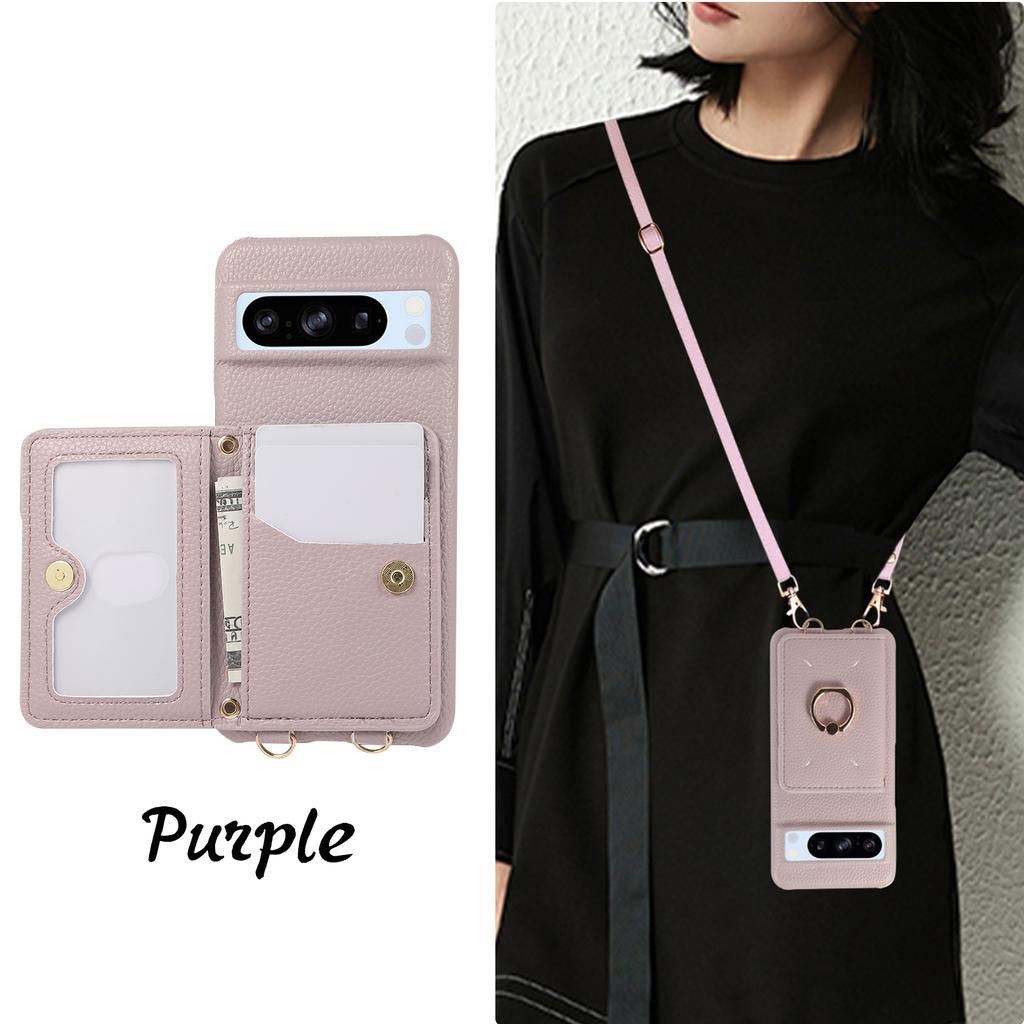 Crossbody Cards Bag Wallet Leather Ring Holder Case For Google Pixel 8 Pro 8A 7A 7Pro Long Lanyard Rope Kickstand Pocket Cover
