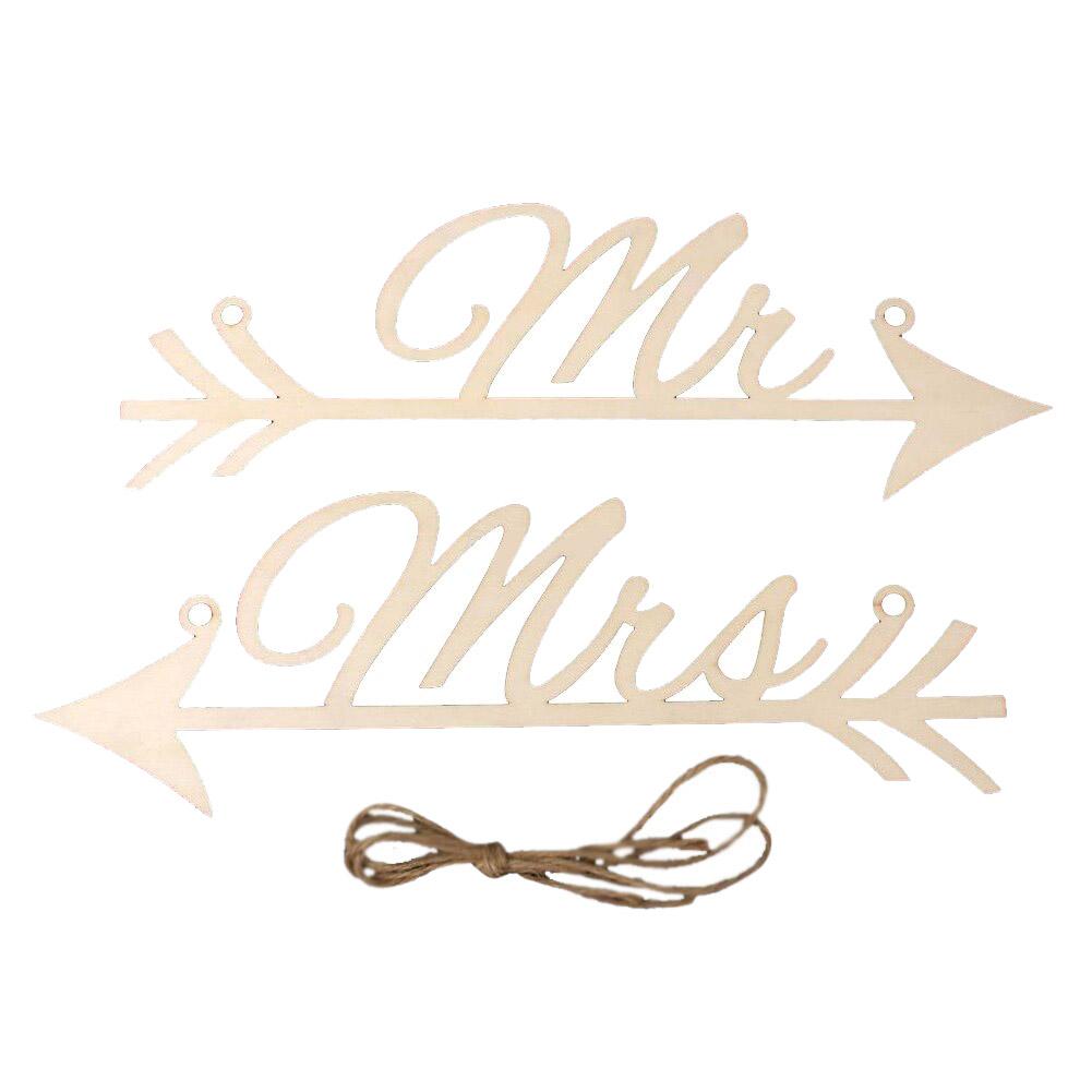 1 Pair MR MRS Shape Arrows Signs Wedding Party Chair Decoration Photography Prop JM00473#0