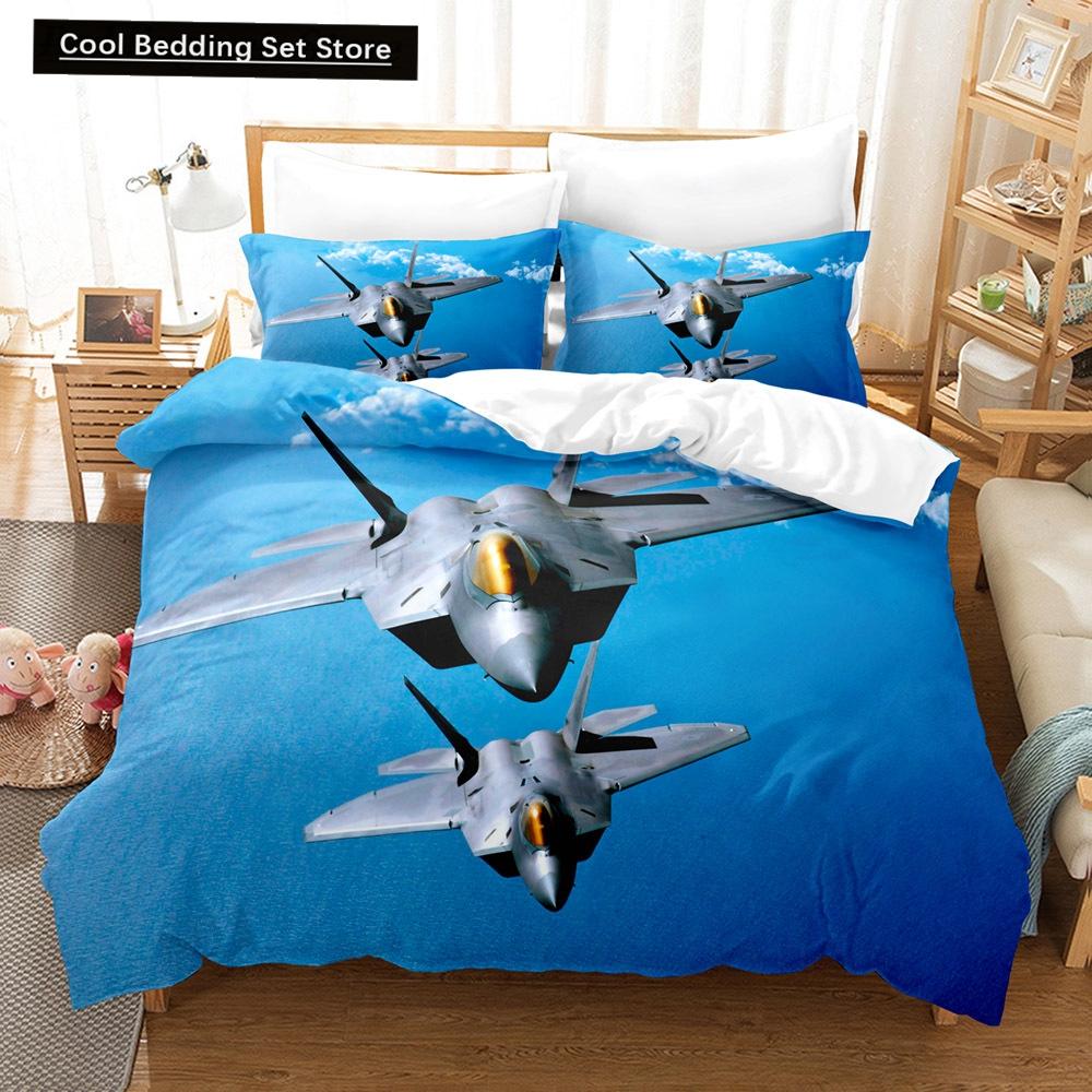 Fighter Fire King Queen Full Duvet Cover Cool Airplane Bedding Set Military Fans Quilt Cover Red Black Polyester Comforter Cover