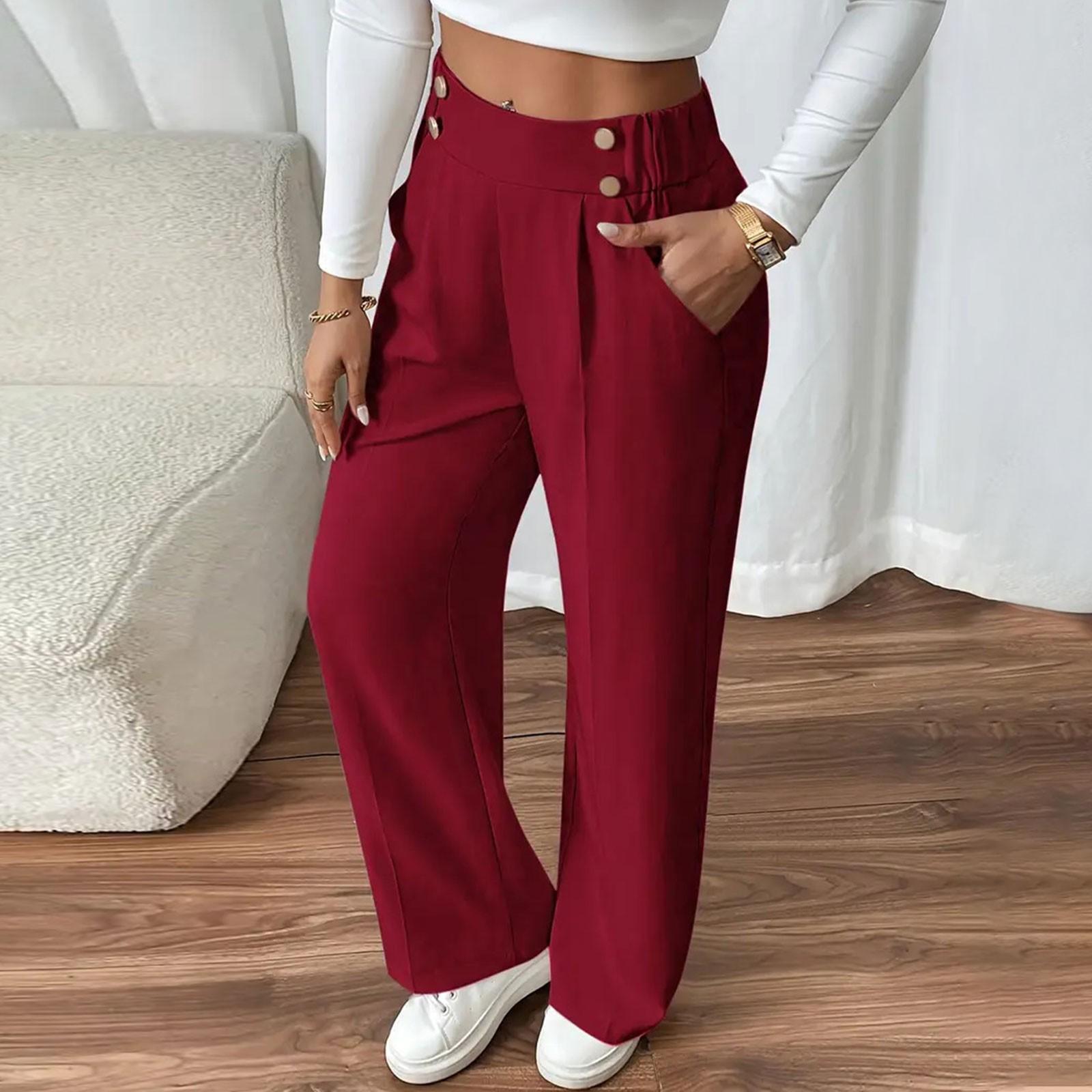 

Women s Pants With Pockets Business Work Casual Trousers Lightweight Caual Loose Trousers XL винный