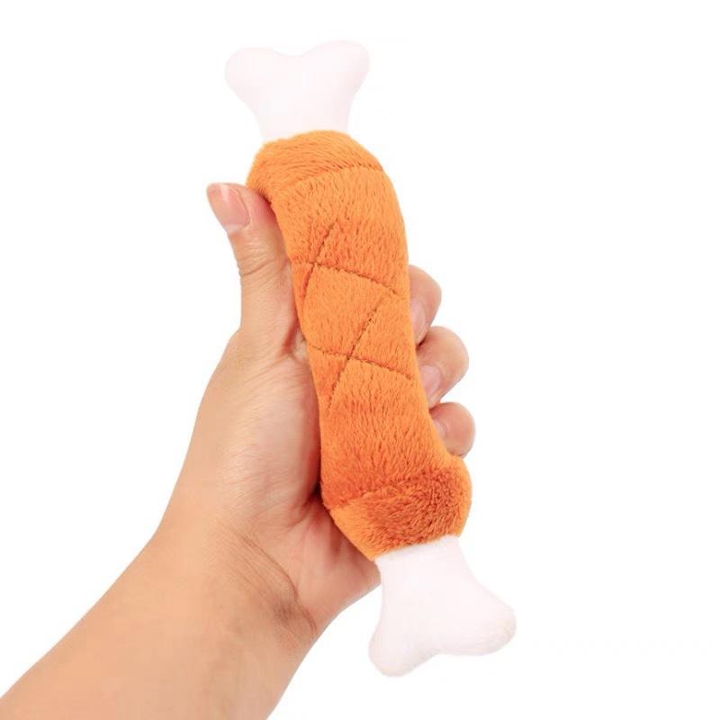 Dog Squeaky Toy Chicken Legs Bone Shape Pet Dog Plush Toy for Small Medium Large Dogs and Cats