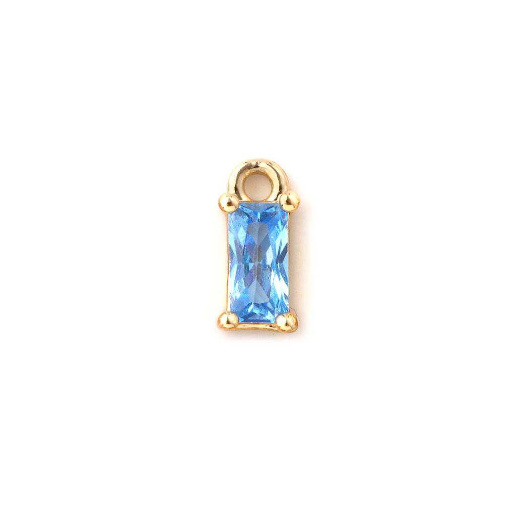 5 PCs Brass & Cubic Zirconia Birthstone Charms 18K Gold Plated Rectangle Mini Pendants For DIY Necklace Bracelet Making 9mm x4mm