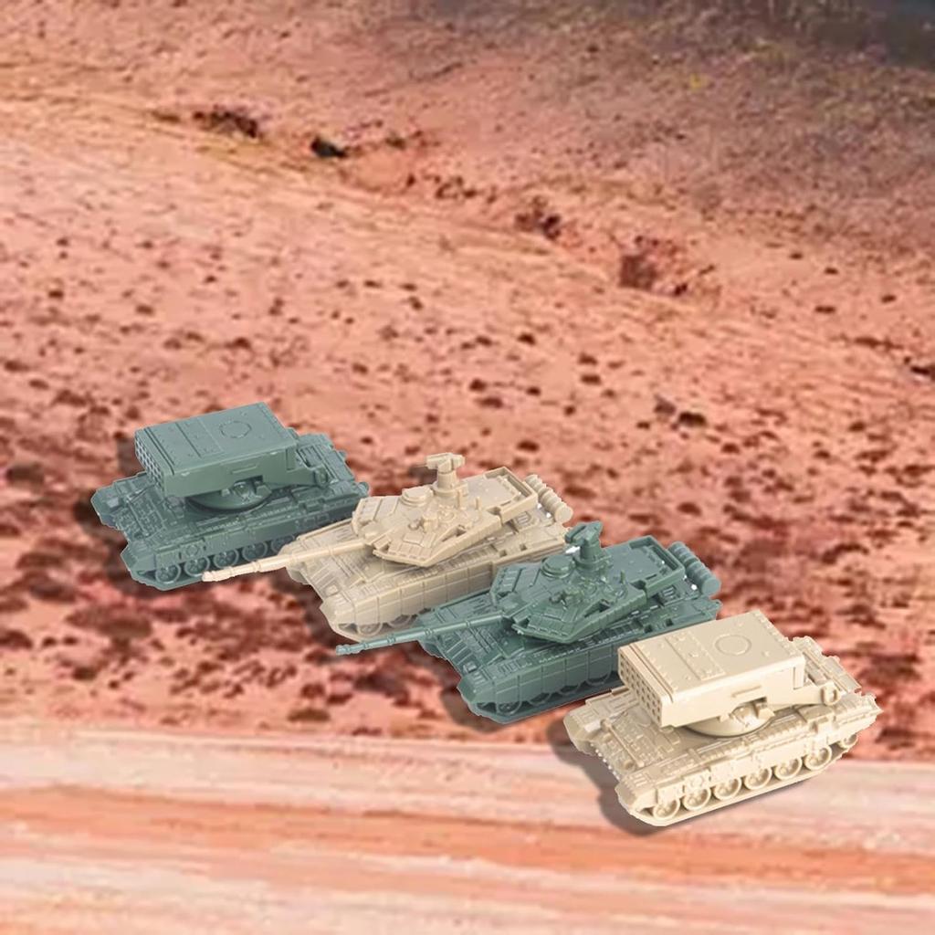 4 Pieces 1/144 Tank Model, DIY Puzzle Building, Collectables, 4D Modern Tank Model for Children Toddlers