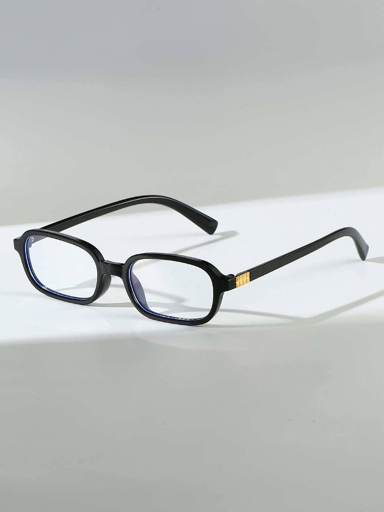 

1Pc Retro Rectangular Small Frame Black Glasses with Transparent Lenses, Simple Design, Suitable for Daily Photography Accessori