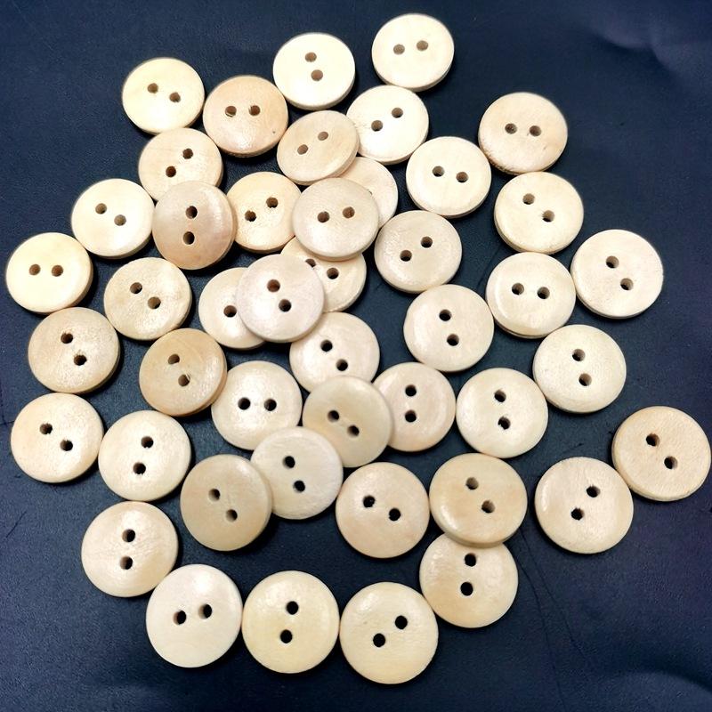 Natural Log Button 15Mm Wooden Button Children'S Clothing Wooden Button Four-Eye Children'S Handmade Accessories