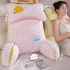 1pcs Pink Checkered Fabric Bedhead Soft Bag with Large Backrest Student Dormitory Reading and Playing Mobile Phone Waist Pads Office Seat Cushion
