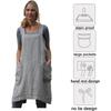 Women's Summer Casual Cotton Linen Solid Apron Long Waist Home Clothes Loose Long Dress