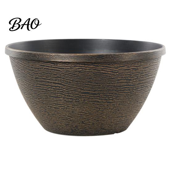 Pressure Resistant Garden Basin Resin Flower Planters, Vintage Plant Pot with Drainage Hole & Saucer, Lightweight Planter for Home Decor Indoor
