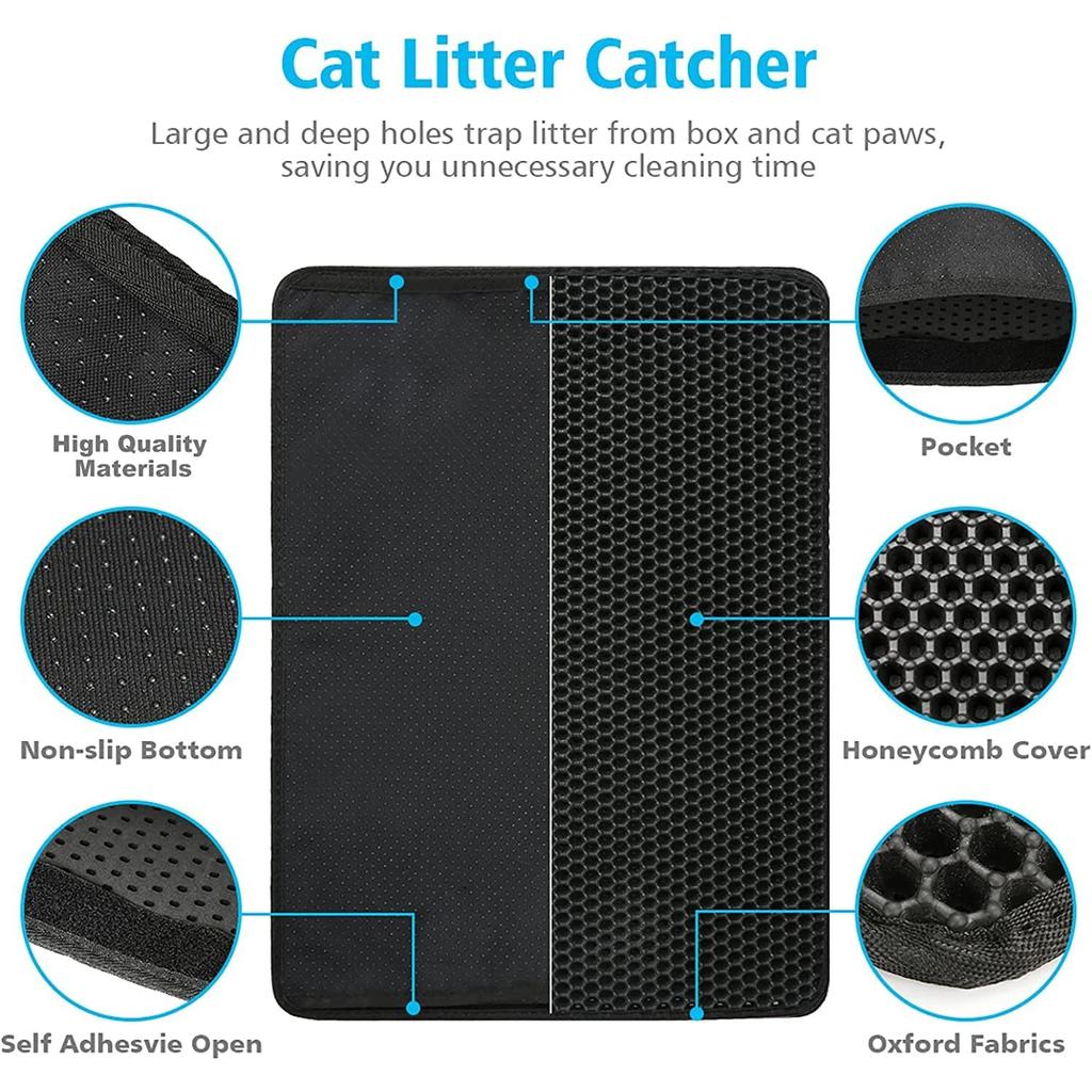 EVA Waterproof Cat Litter Mat Double Layer Pet Litter Box Mat Non-slip Sand Cat Pad Washable Pet Bed Mat Clean Pad Products