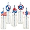 Day Independence American Paper Straws With Stars Flags For Party Decorations