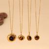 Retro Titanium Steel Tiger Eye Necklace for Women - Elegant Cross-Border Style for Commuting and Outings