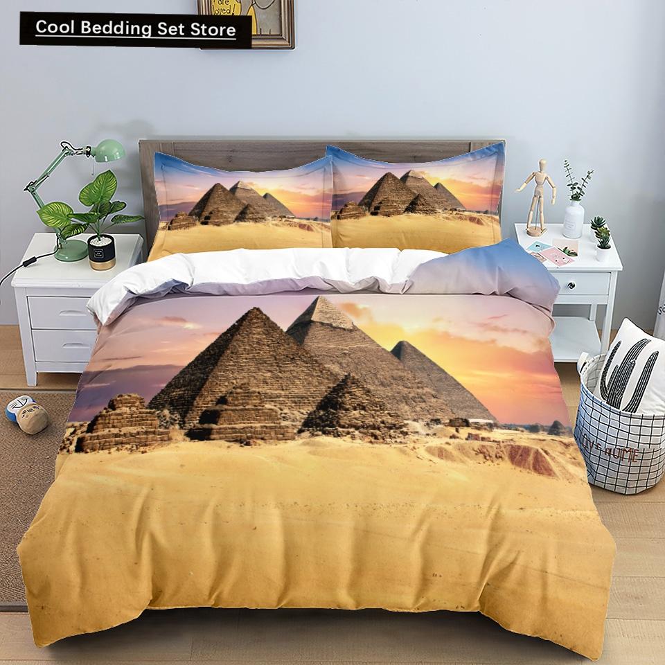 Ancient Egypt Pharaoh King Queen Duvet Cover African Egyptian Style Bedding Set for Teens Adults Black Tribe Ethnic Quilt Cover