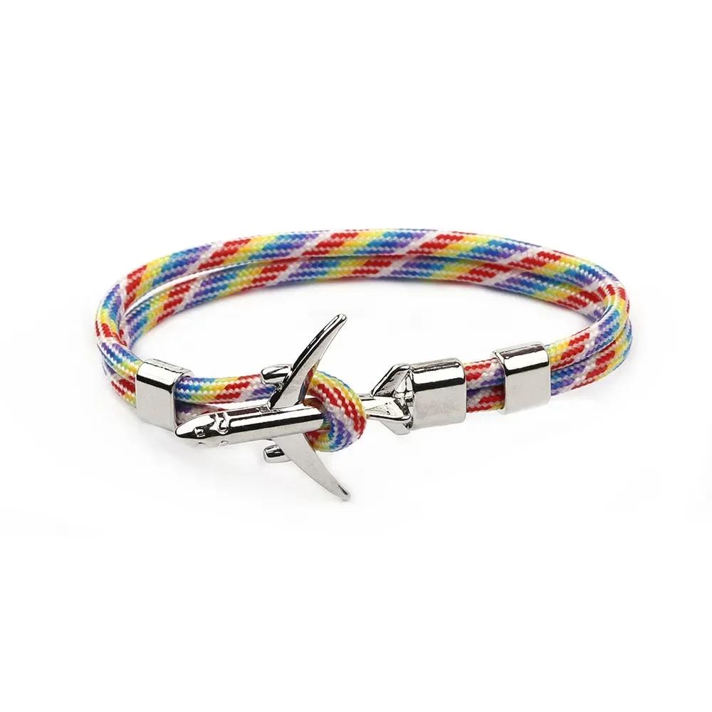 Summer Hot Boeing Airplane Anchor Bracelet Men Nylon Rope Chain Charm Bracelets For Women Survival Aviation Style Sport Bracelet