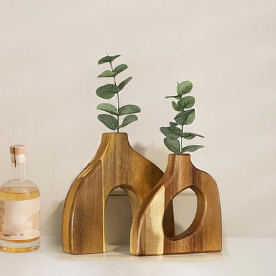 Set Of 2 Aesthetic Interior Decoration Home Table Decoration Vase Wooden Vase Scandinavian Style