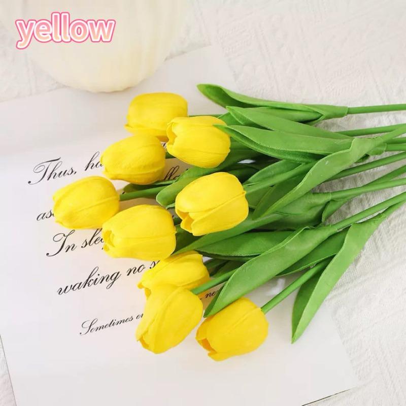 

5/10pcs Real Touch Tulip Artificial Flower Branch Wedding Christmas Halloween New Year Party Garden Decor Fake Flowers 5pcs жёлтый