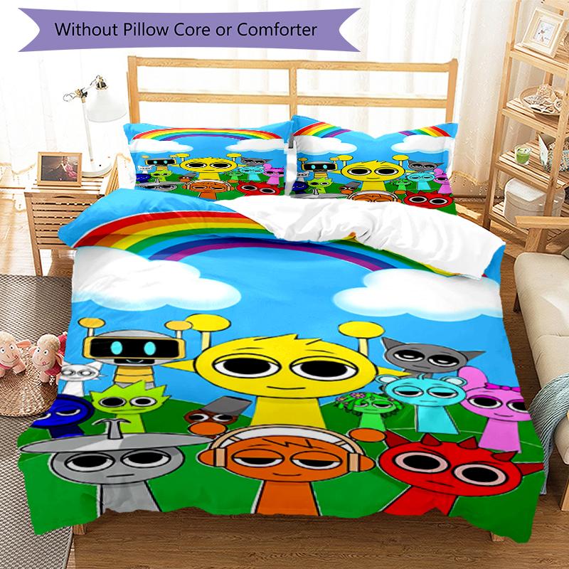 Juego de Ropa de Cama Sprunki de 3 Piezas Funda Nórdica con Cierre Incluye 1 Funda Nórdica y 2 Fundas de Almohada, Suave y Cómodo para Todas las Estaciones.