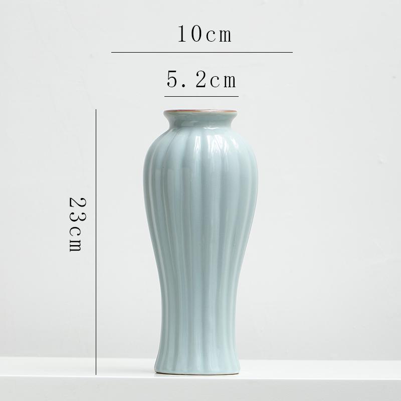 Chinese Zen Ru Kiln Ceramic Vase for Home Decor: Ideal for Living Room or Entryway Flower Arrangements and Green Plants