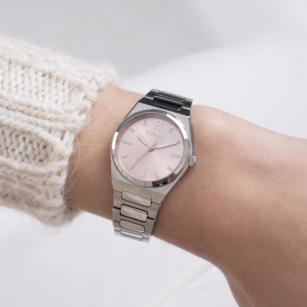 Watch FURLA TEMPO MINI Pink Dial Stainless Steel Quartz Watch Jewelry Accessory WW00020011L1 Silver [Furla] 28.5MM Women's [Item]