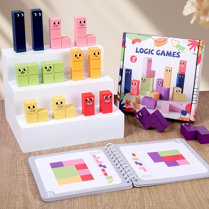 

Children s Geometric Logic Building Blocks: 3D Spatial Thinking Wooden Toy