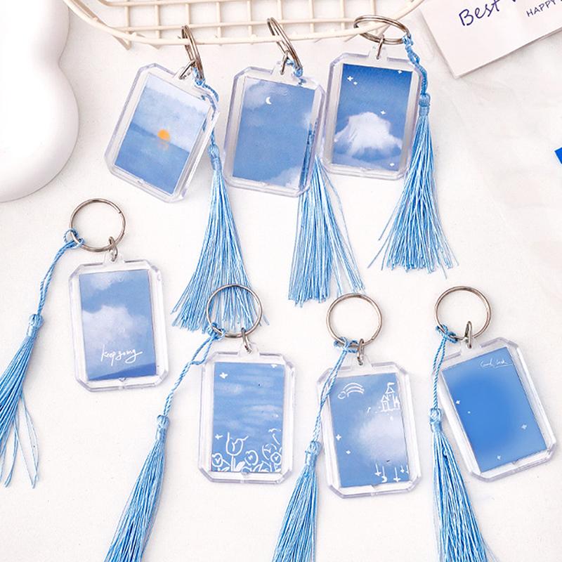 Tassel Keychain Chinese Style Acrylic Pendant For Students Graduation Wishes Transparent Keychain