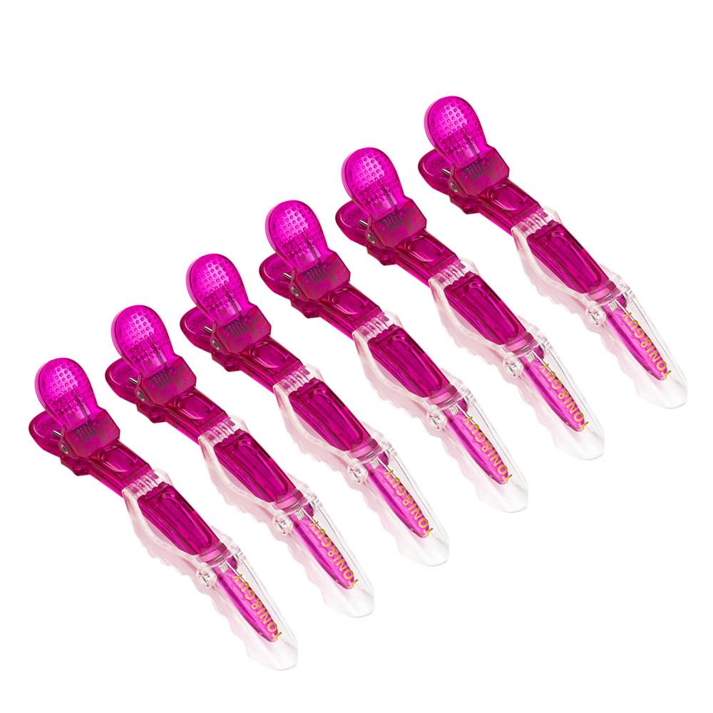 

6шт заколки для волос с клювом крокодиловые застежки из кожи аллигатора витой коготь салон One Size розовый