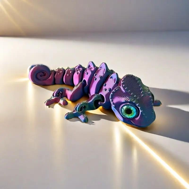 3D Printed Movable Chameleon Toy - Children's Interactive Animal Ornament