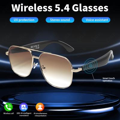 Smart Glasses 100 Online Language AI Automatic Dialogue Translation Bluetooth Glasses With Speaker Sports UV Protection